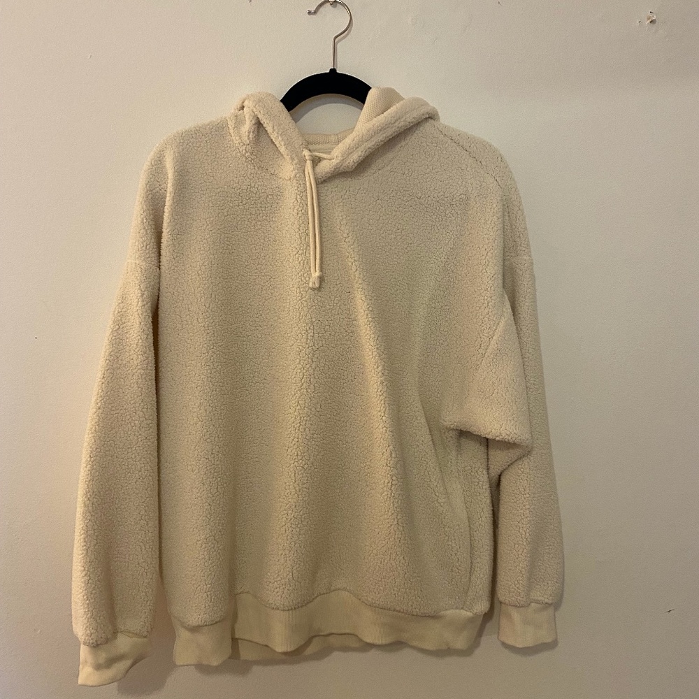 fuzzy cream hoodie